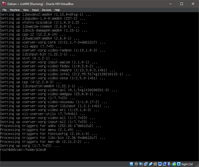 Running 'apt install xorg'